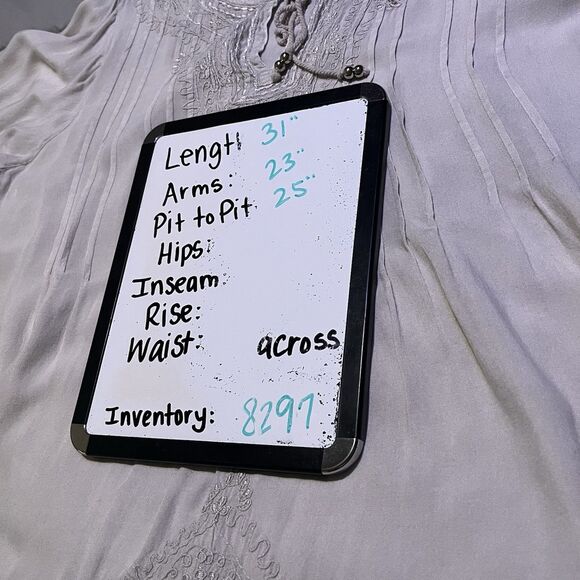 Solitaire 1X Top Cream Embroidered Tunic Boho Peasant Goblincore Fairy Popover - Picture 11 of 11